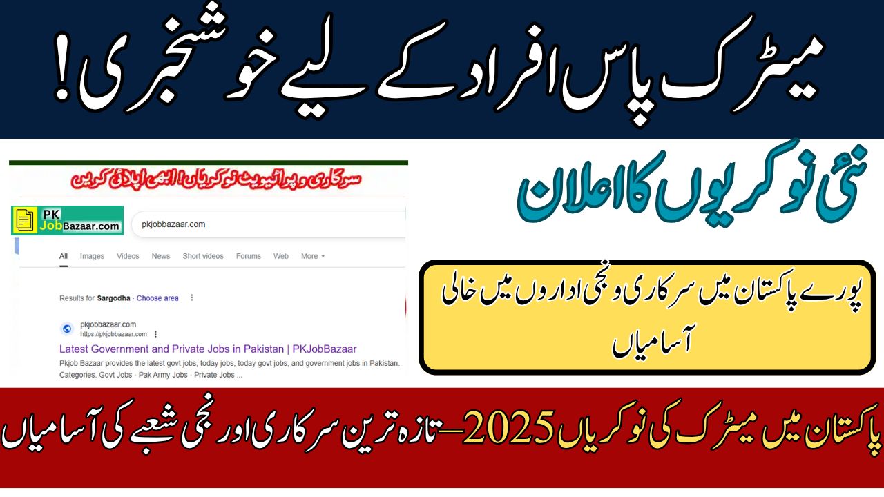 Matric Jobs in Pakistan 2025  