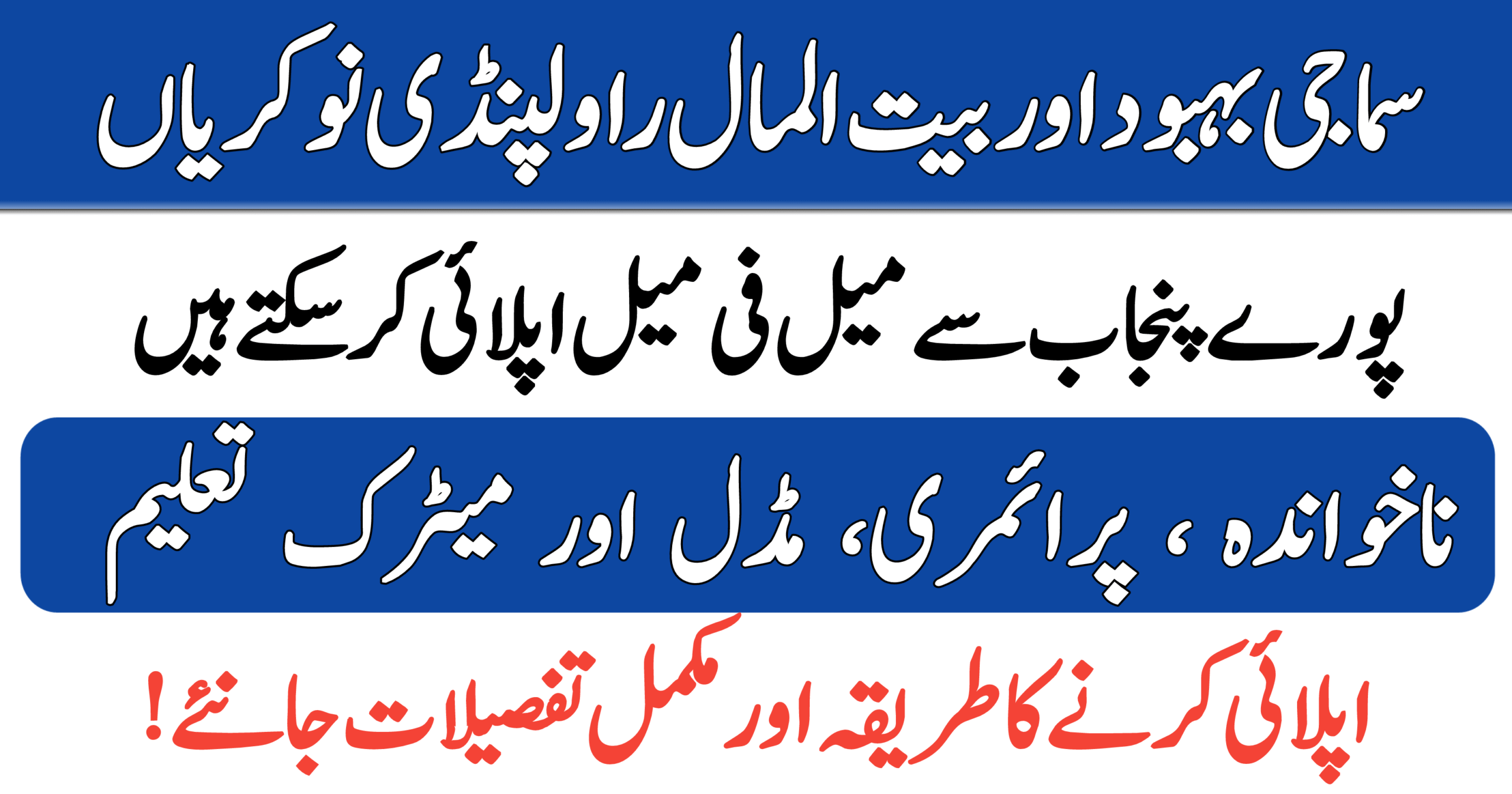Social Welfare & Bait Ul Maal Rawalpindi Jobs 2025