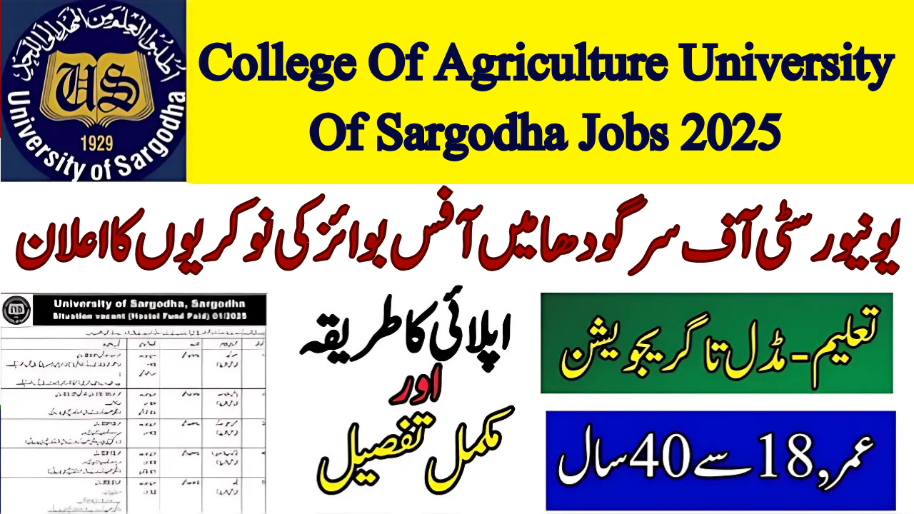 College Of Agriculture University Of Sargodha Jobs