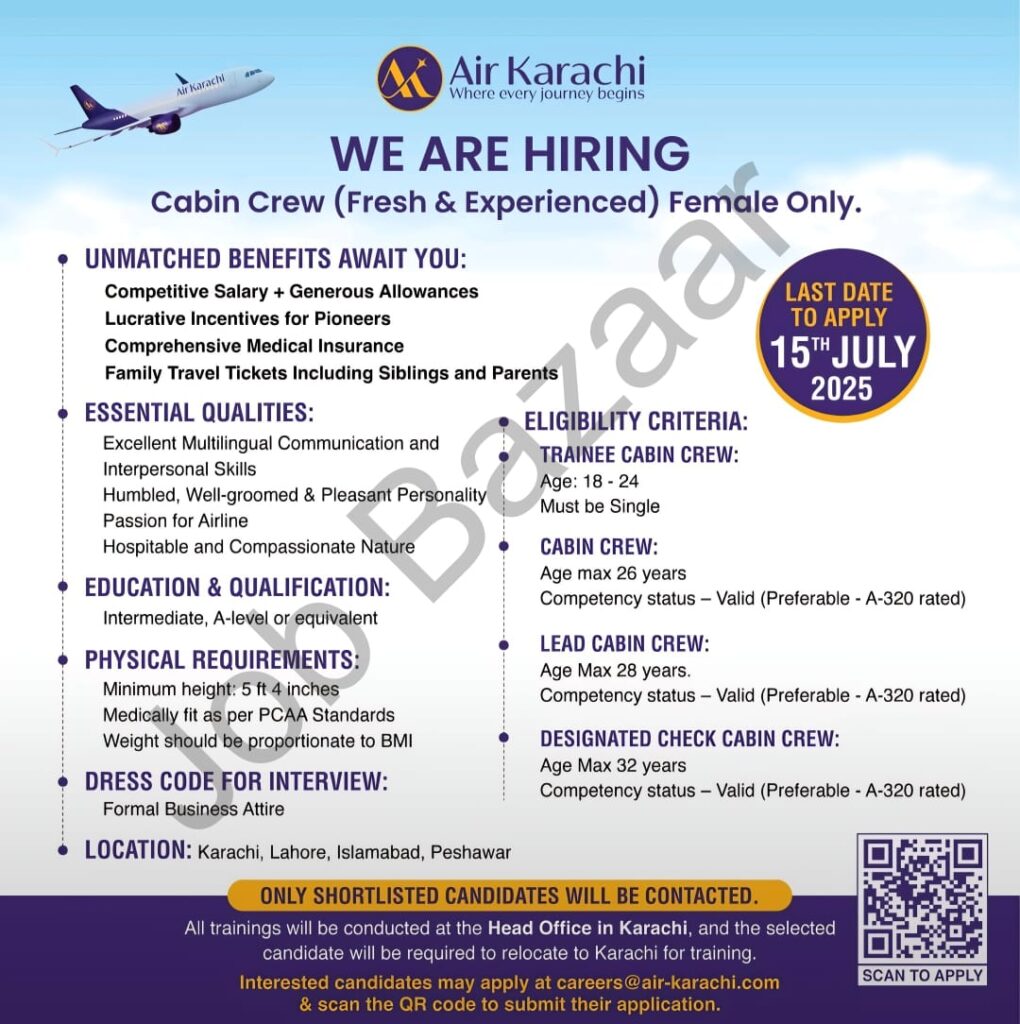 Air Karachi Cabin Crew Jobs 2025