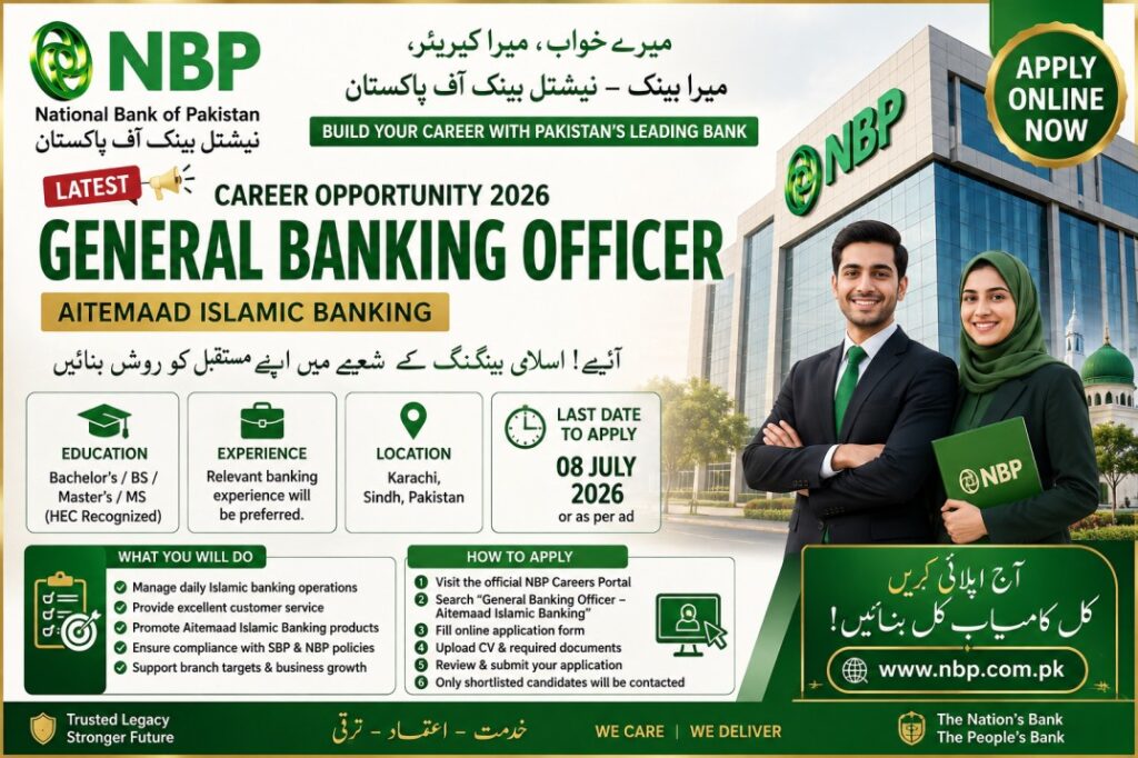 National Bank of Pakistan (NBP) General Banking Officer Jobs 2026 Announced