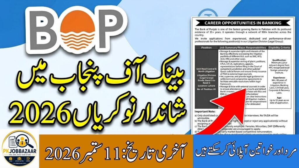 Bank of Punjab BOP Jobs 2026