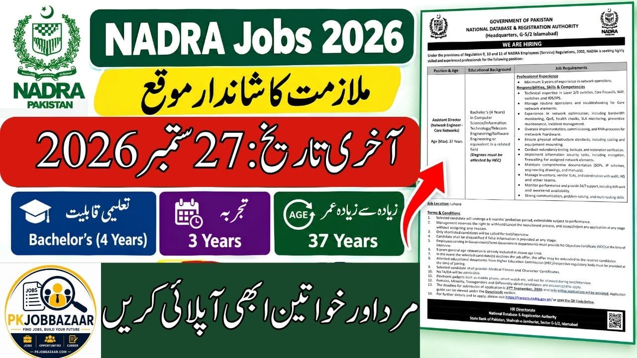 National Database & Registration Authority NADRA Jobs 2026 – Apply Before 27 September 2026