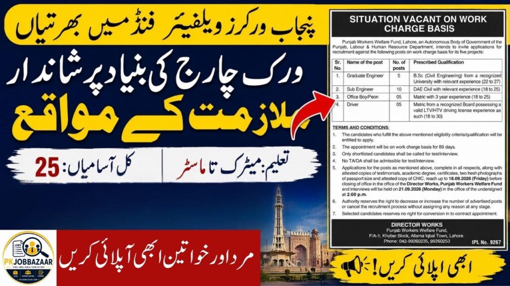Punjab Workers Welfare Fund Jobs 2026