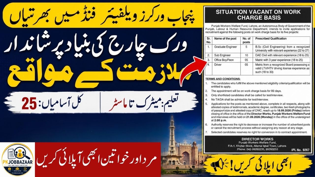 Punjab Workers Welfare Fund Jobs 2026