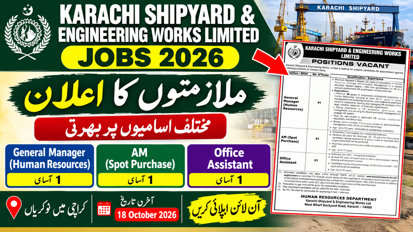 Karachi Shipyard & Engineering Works Jobs 2026 – Apply Before 19 October 2026